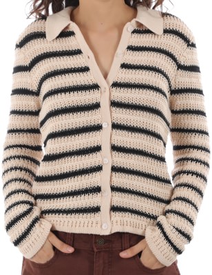 Rhythm Women's Highline Stripe Long Sleeve Knit Sweater - white - view large