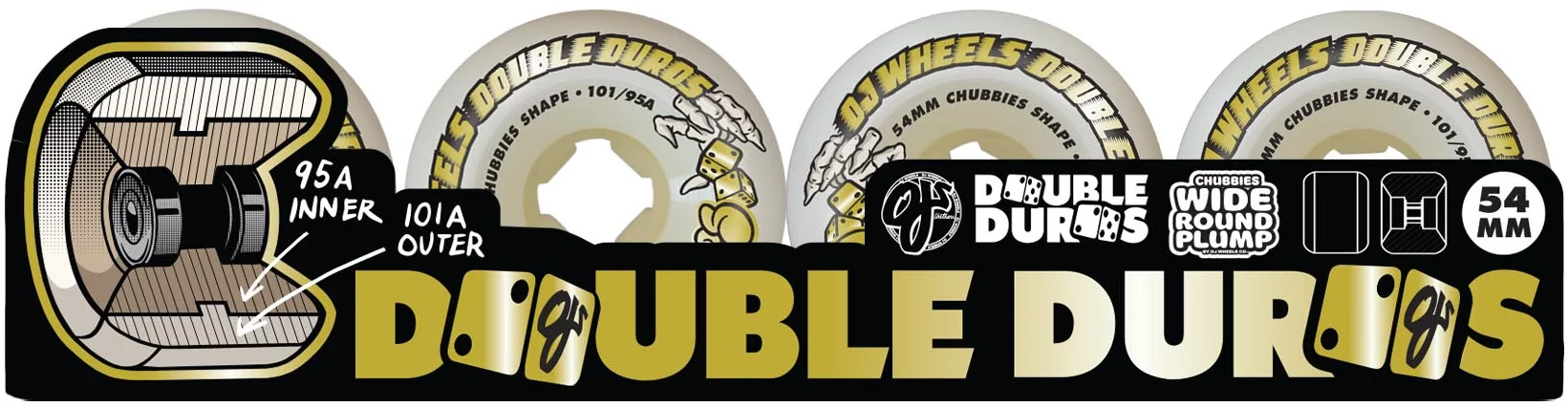 OJ Double Duro Chubbies Skateboard Wheels - white (101a/95a