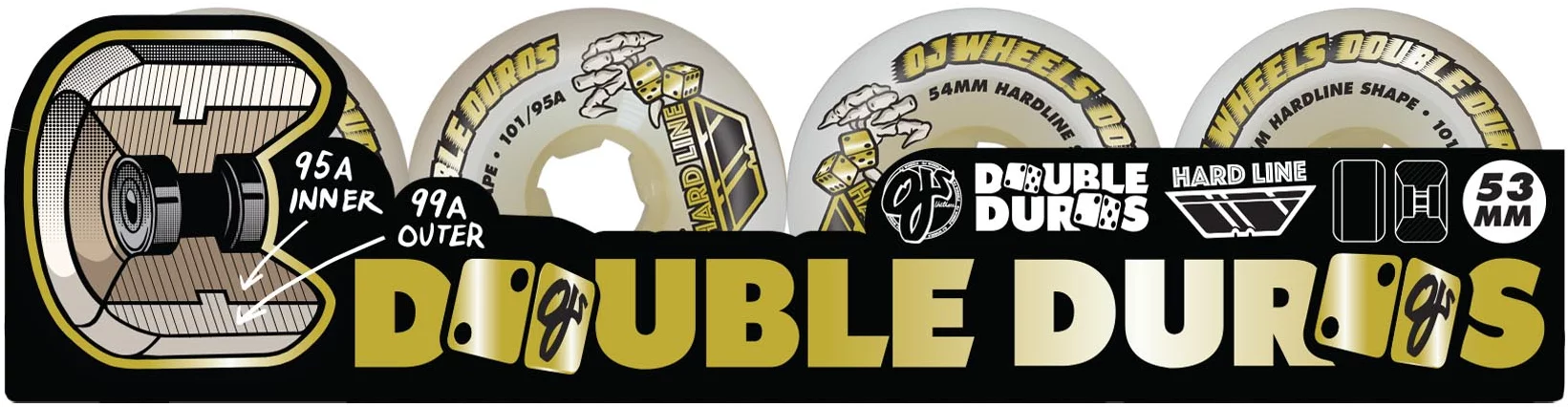 OJ Double Duro Hardline Skateboard Wheels - white (101a/95a