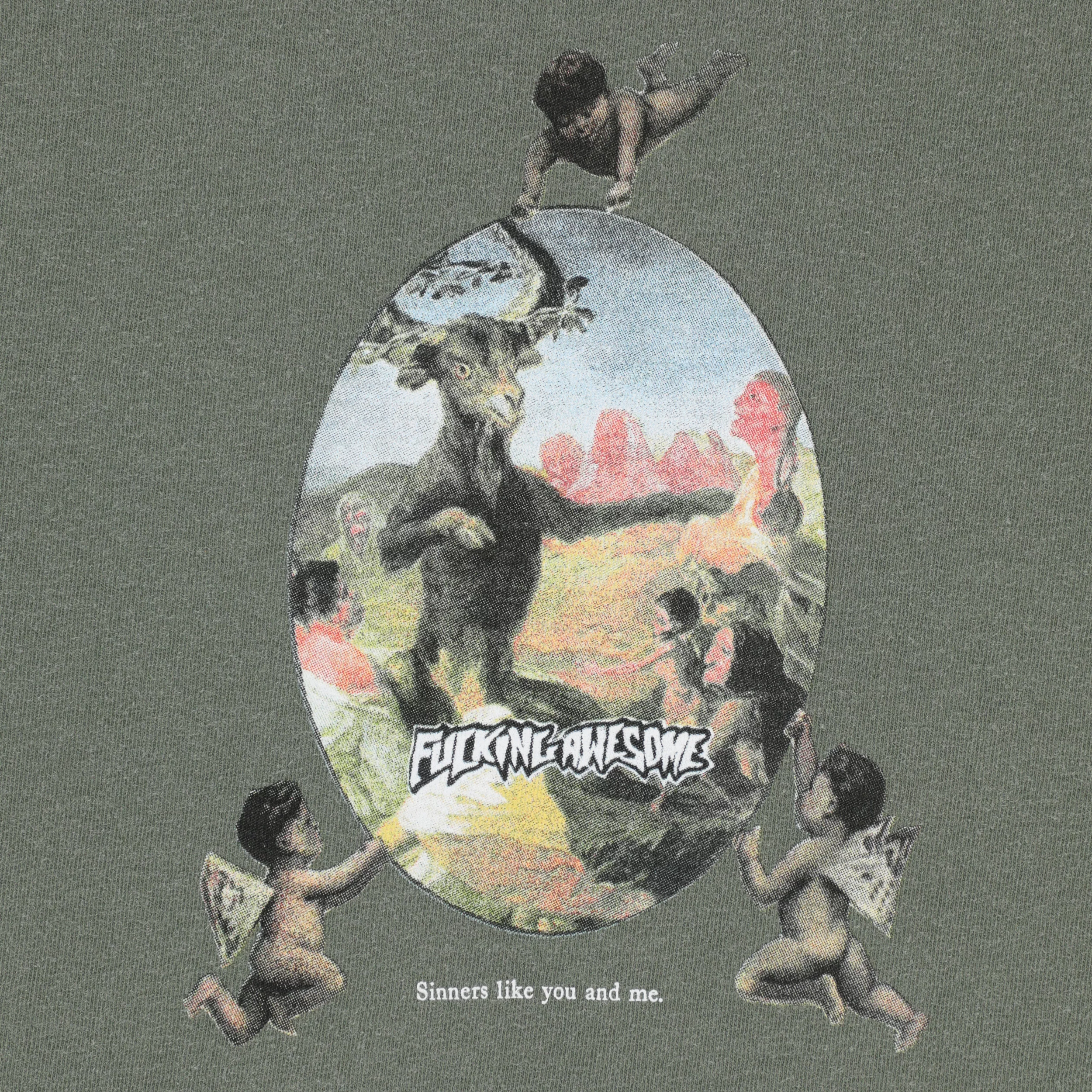 【FUCKING AWESOME】 SINNERS LIKE YOU AND ME S/S TEE MOSS Fucking Awesome Sinners Like You and Me T-Shirt - moss | Tactics