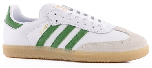 Adidas Samba ADV Skate Shoes - footwear white/core green/gum3 - view large