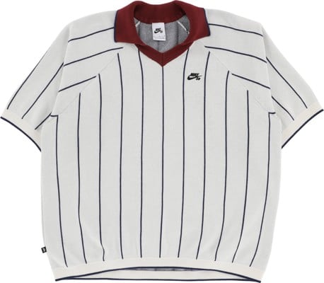 Nike SB Stripe Sweater Polo Shirt - sail/midnight navy/dark team red - view large