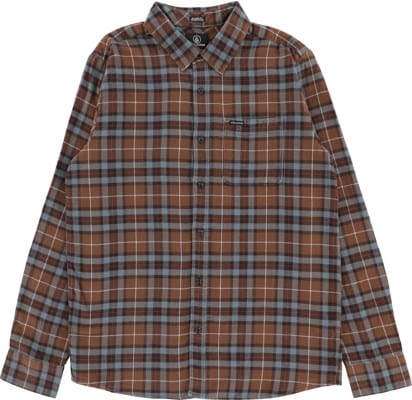 Volcom Caden Plaid Flannel Shirt - brown stone - view large