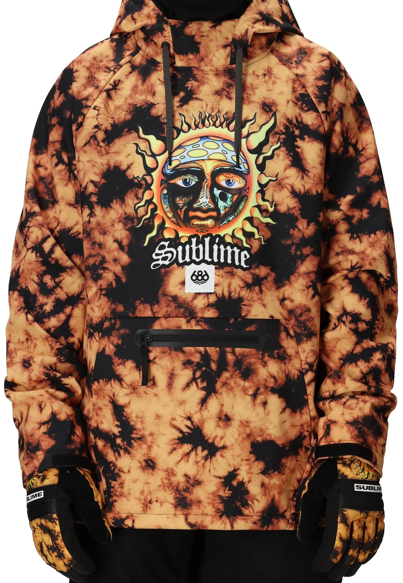 686 Waterproof Hoodie (sublime) orange tie dye Tactics