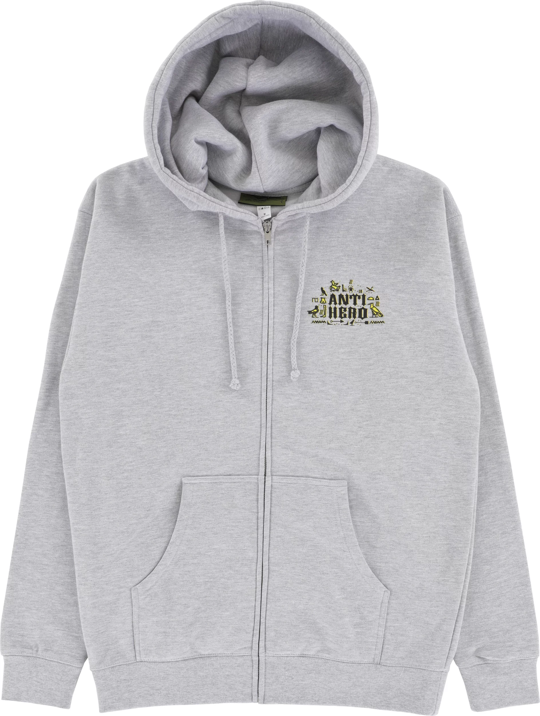 Anti-Hero Anti-Hiero Zip Hoodie - grey heather/black-yellow | Tactics