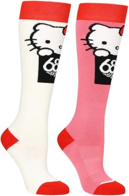 686 Women's Hello Kitty 2-Pack Snowboard Socks - white geranium pink - view large