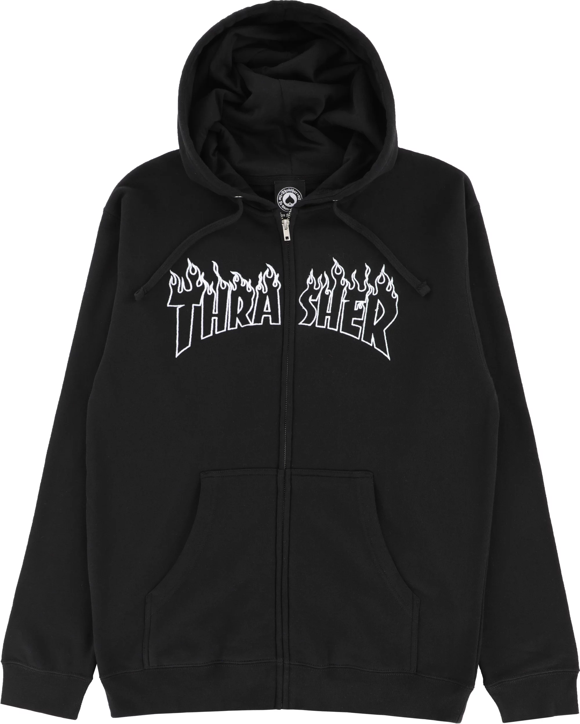 Thrasher Flame Embroidered Zip Hoodie - black | Tactics