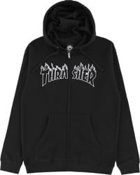 Thrasher Flame Embroidered Zip Hoodie - black