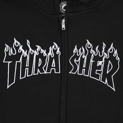 Thrasher Flame Embroidered Zip Hoodie - black | Tactics