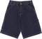 Erased Wide Leg Denim Shorts - dark blue