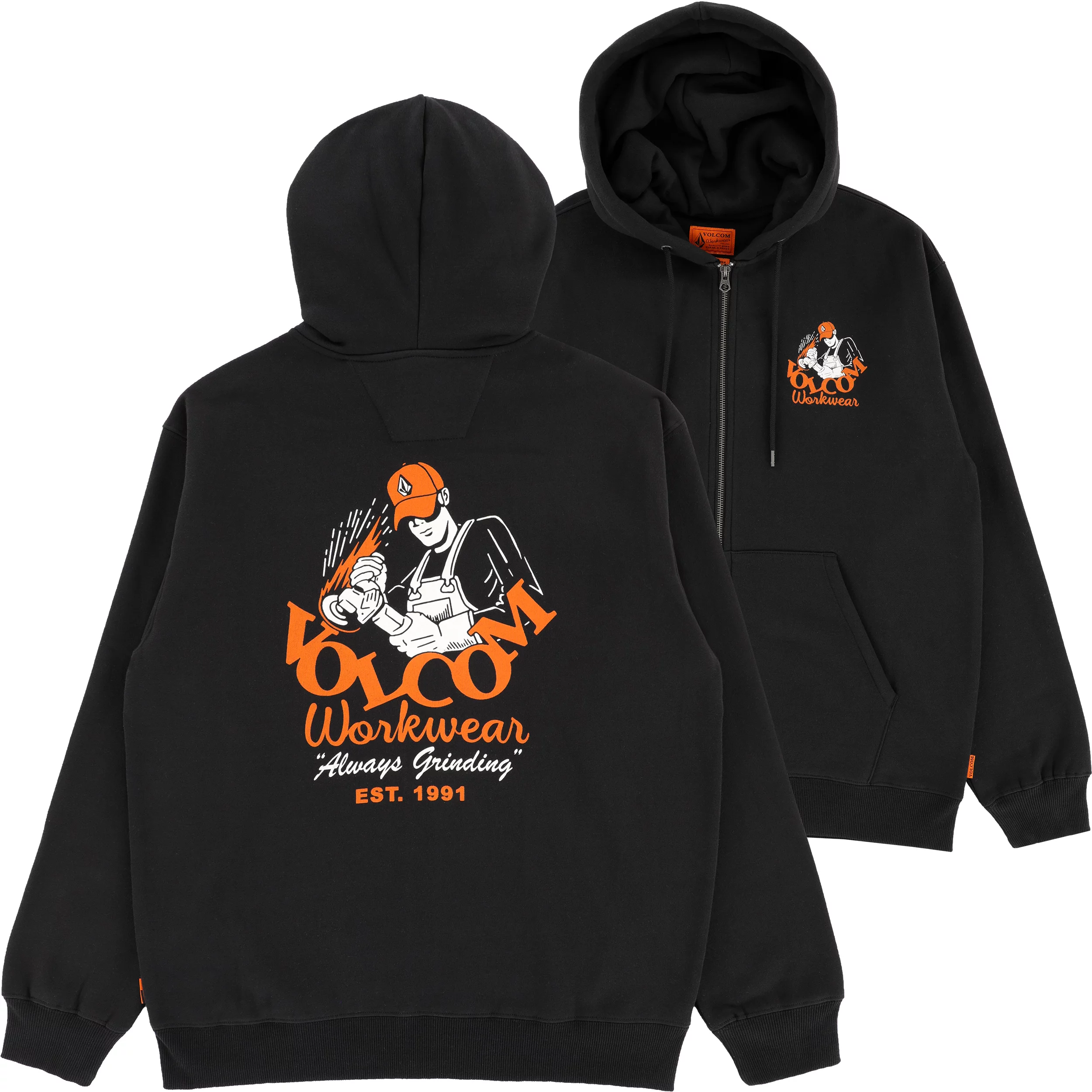 Volcom Grindit Zip Hoodie - black | Tactics