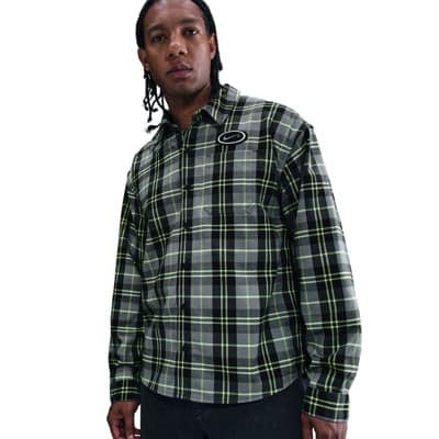 Nike SB Koston Flannel Shirt - dark smoke grey/volt - view large