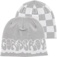 Corduroy Checkmate Reversible Skully Beanie - white