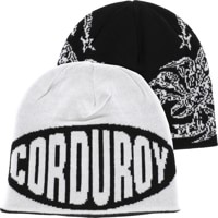Corduroy No Regrets Reversible Skully Beanie - black