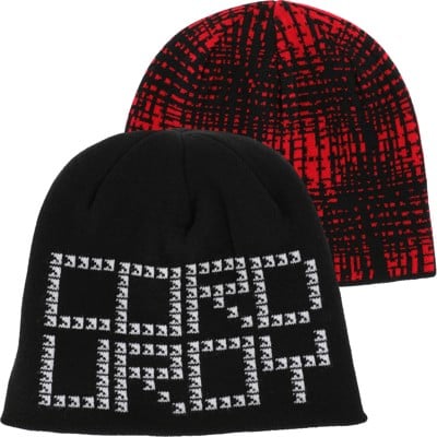 Corduroy Shadow Plaid Reversible Skully Beanie - red - view large