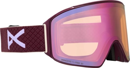 Anon M4 Cylindrical Goggles + MFI Face Mask & Bonus Lens - deep cherry/perceive cloudy pink + prcv variable blue lens - view large