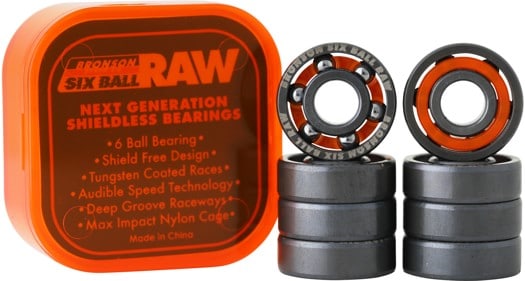 Bronson Speed Co. 6-Ball Raw Skateboard Bearings - view large