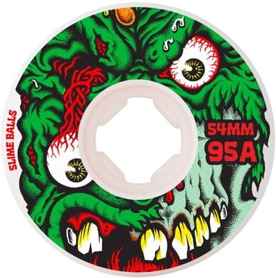 Slime Balls Roskopp Face Two Hardline Skateboard Wheels - white (95a) - view large