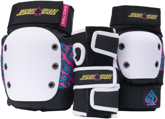 ProTec Street Jr Open Back 3-Pack Skate Pad Set - black/santa cruz - view large