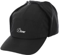 Dime Cursive Earflap Cap Hat - black