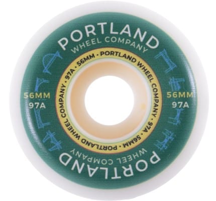 Portland Wheel Company Bridge Town Conical Wide Skateboard Wheels - white/green (97a) - view large
