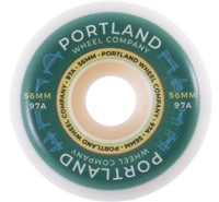 Portland Wheel Company Bridge Town Conical Wide Skateboard Wheels - white/green (97a)