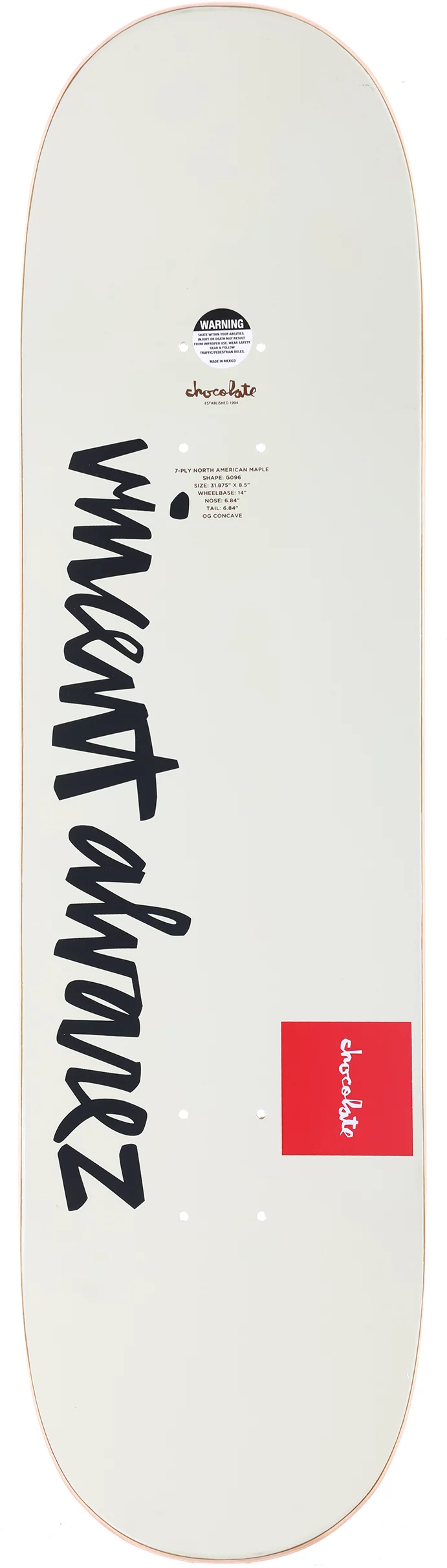 Chocolate Alvarez Team Chunk 8.5 Twin Tip Shape Skateboard Deck