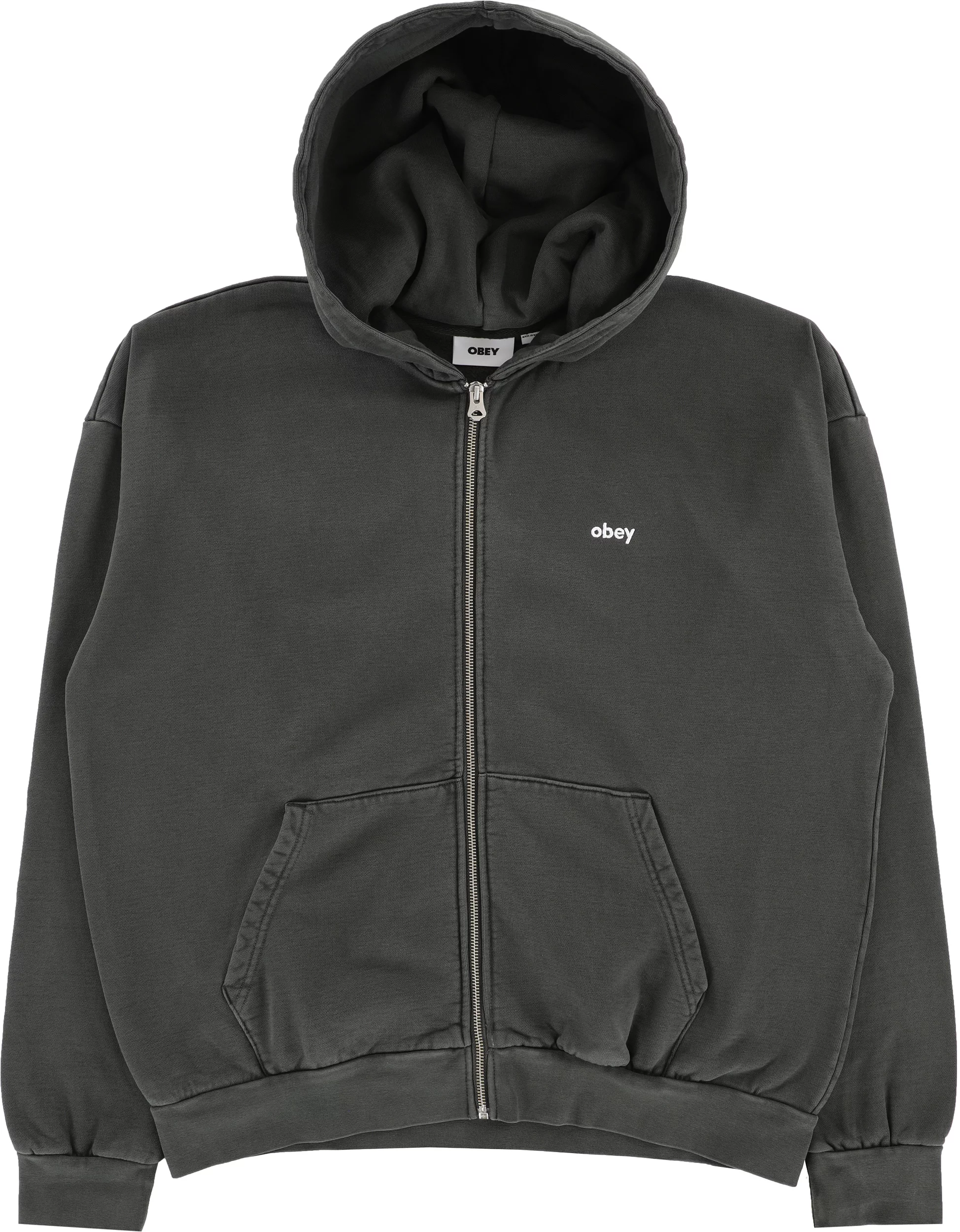 Obey Lowercase Pigment Zip Hoodie - pigment pirate black | Tactics