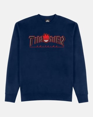 Thrasher Spitfire Big Head Outline Crew Sweatshirt - navy - view large