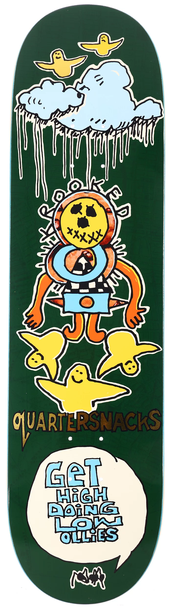 Krooked Quarter Snacks Get High 8.25 Skateboard Deck - olive | Tactics