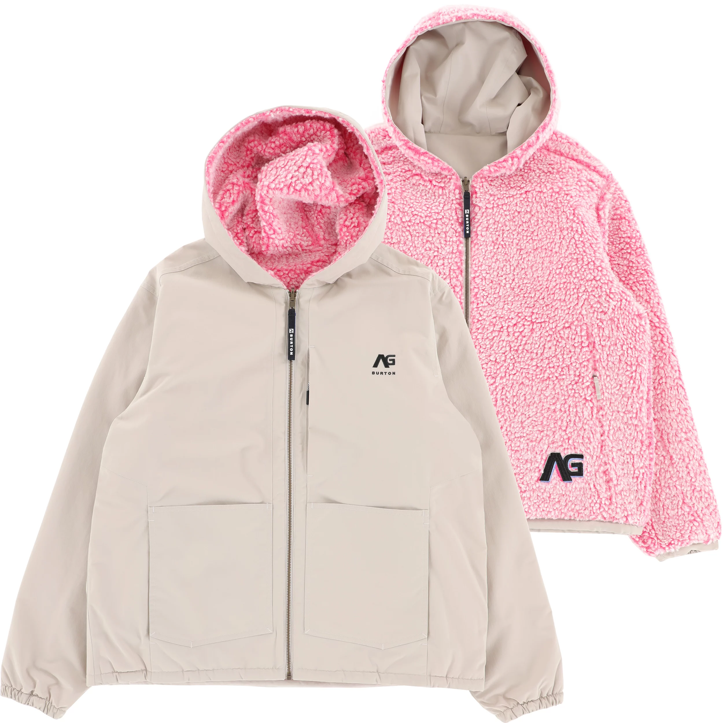 Burton AG Reversible Sherpa Jacket - stone grey/plush pink | Tactics