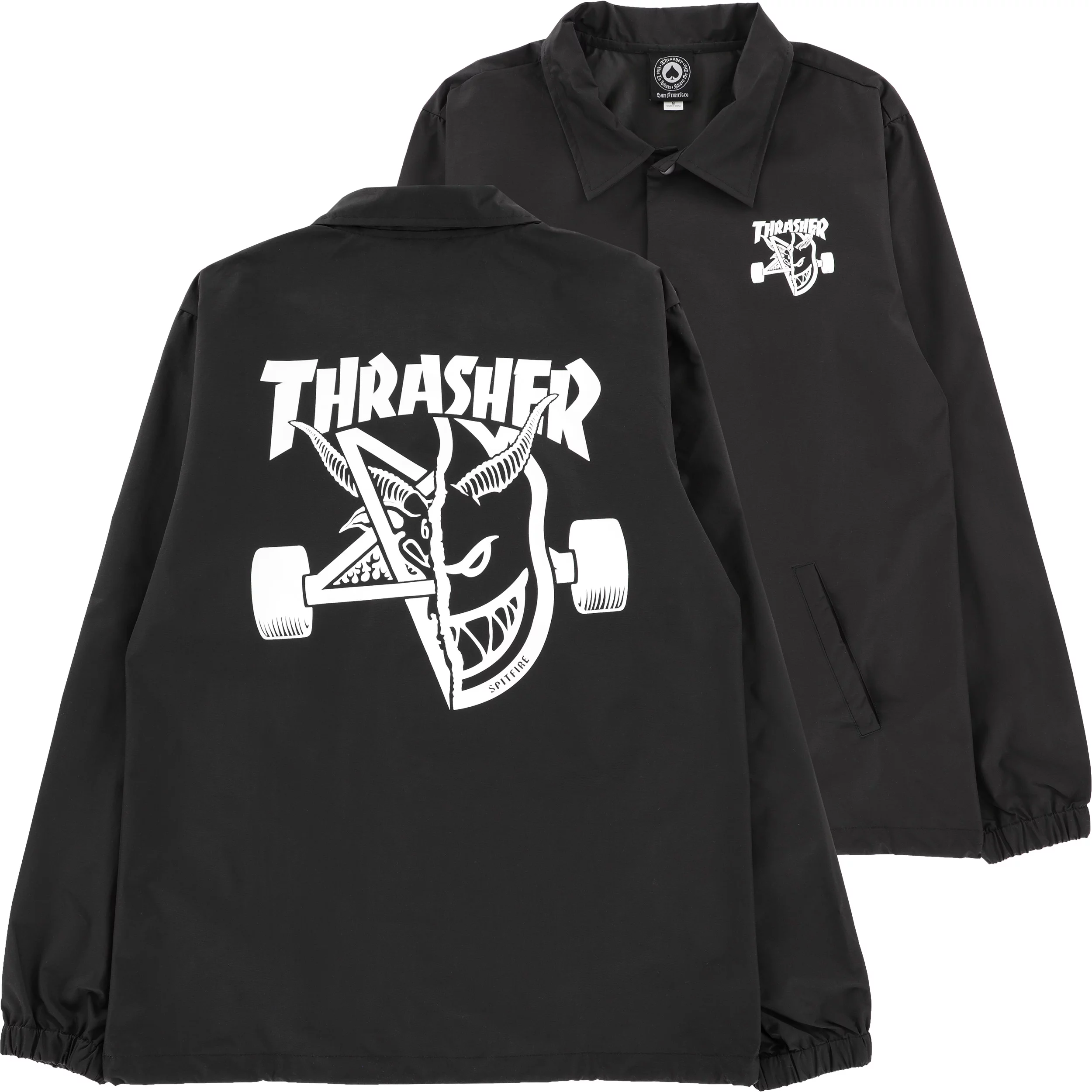 ワークマスターさん専用 spitfire coach Jkt black XL Thrasher Spitfire Thrash & Burn Coach Jacket - black | Tactics
