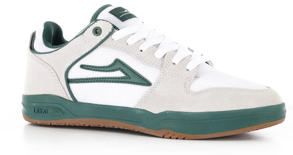 Lakai Telford Low Skate Shoes - white suede/cordura spruce | Tactics