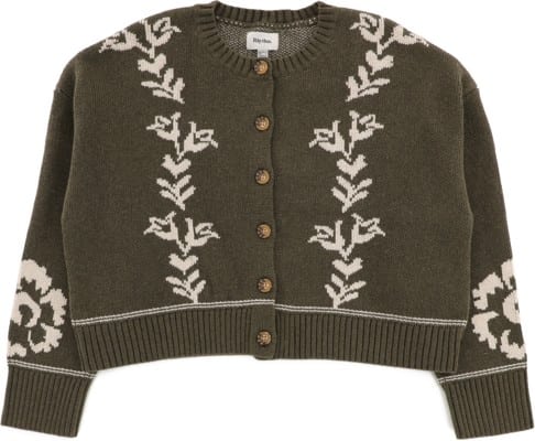 Rhythm Women's Antique Floral Crop Cardigan Sweater - olive - view large