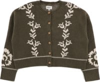 Rhythm Women's Antique Floral Crop Cardigan Sweater - olive