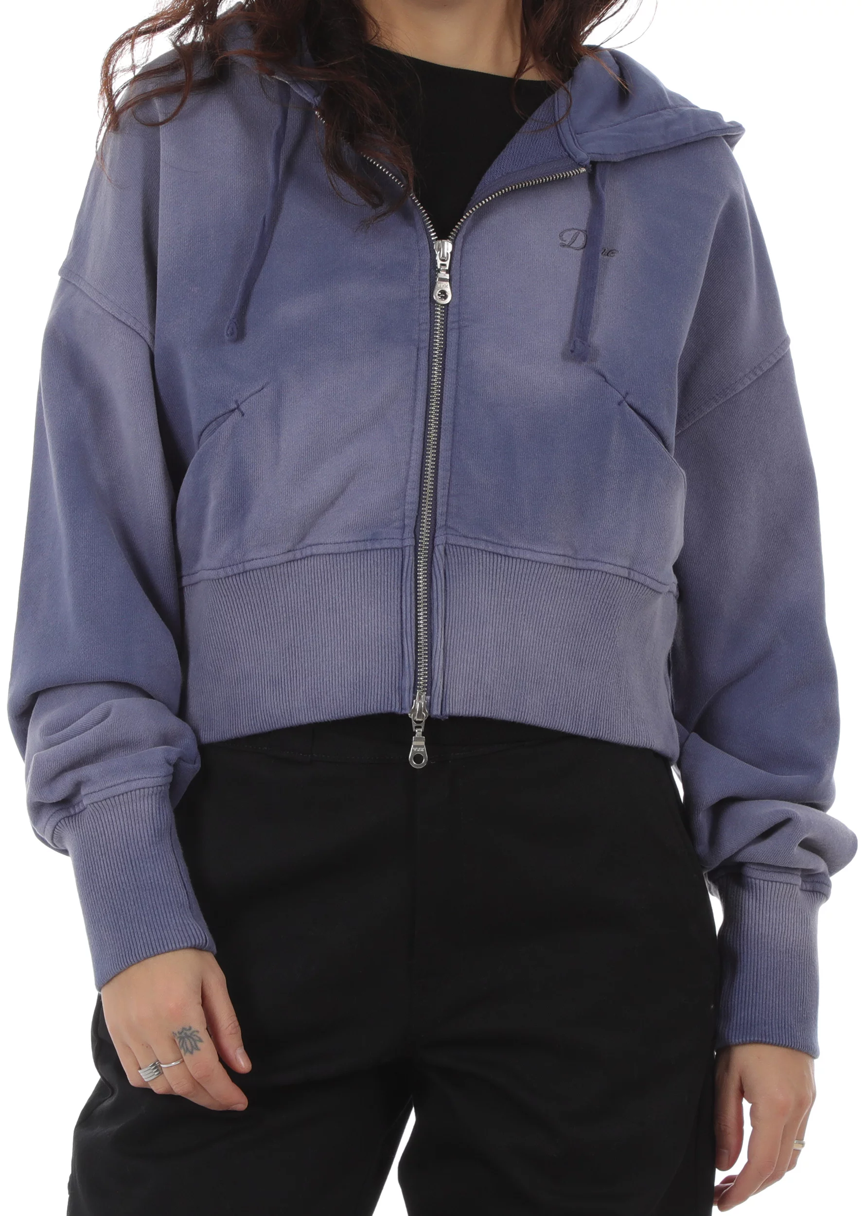 Dime Women's Cropped Zip Hoodie - lavender washed | Tactics Dime Women's Cropped Zip Hoodie - lavender washed | Tactics