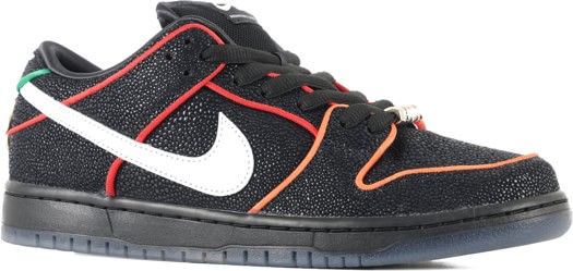 Nike SB Dunk Low Pro SB - Quickstrike Skate Shoes - (bronx girls) black/white-challenge red-total orange - view large