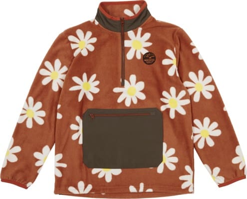 Airblaster Fleece Pullover Half Zip Sweatshirt - rust big daisy - view large