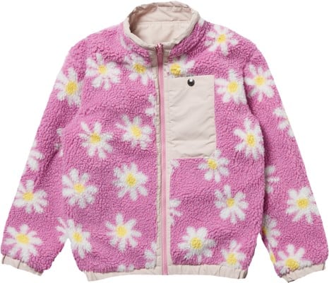 Airblaster Youth Double Puffling Reversible Fleece Jacket - super pink big daisy - view large