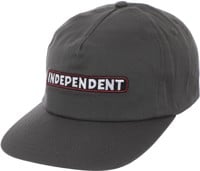 Independent Bar Logo Snapback Hat - charcoal
