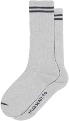 Polar Skate Co. 2 Stripes Long Rib Sock - heather grey/black - view large