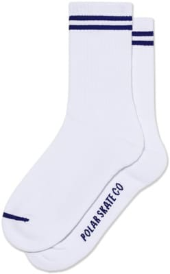 Polar Skate Co. 2 Stripes Long Rib Sock - white/blue - view large