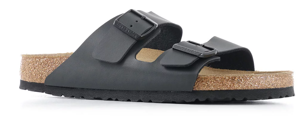 Birkenstock Black Suede Two-Strap Slide Sandals Birkenstock Arizona Soft Footbed Suede Leather Black Two  main image 2