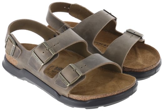Birkenstock Milano Crosstown Slide Sandals - faded khaki oiled leather - view large