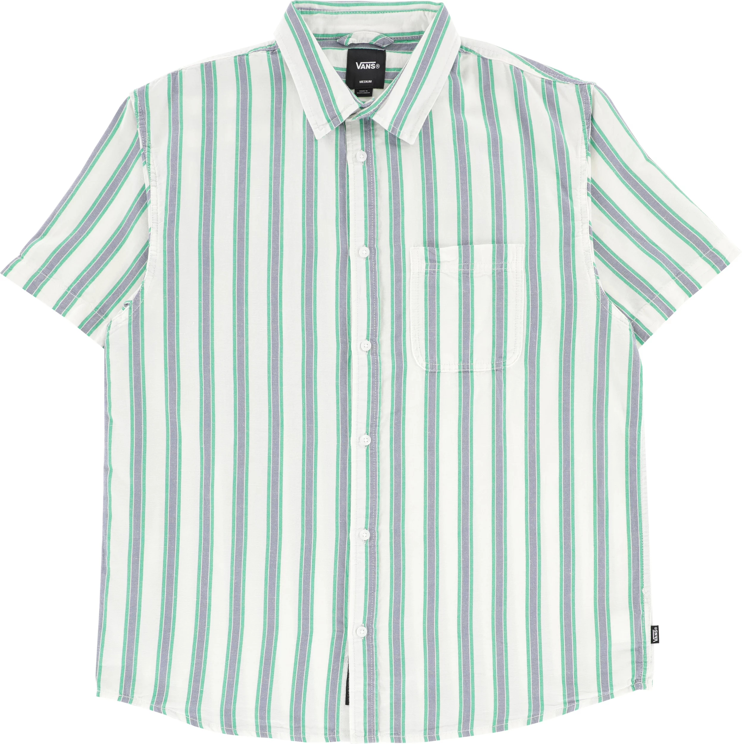 Vans Lawson Stripe Shirt White/Vivid Verdant Green M Vans Lawson Stripe Shirt White/Vivid Verdant Green M
