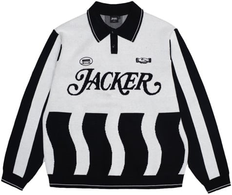 Jacker Deal Knit L/S Polo Shirt - white - view large