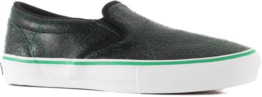 Vans Skate Slip-On Shoes - cracked leather black/green - view large