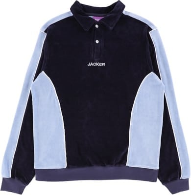 Jacker Comfy Velvet L/S Polo Shirt - blue - view large