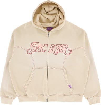 Jacker Rough Garment Dyed Premium Zip Hoodie - beige - view large