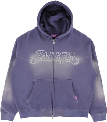 Jacker Rough Garment Dyed Premium Zip Hoodie - purple - view large
